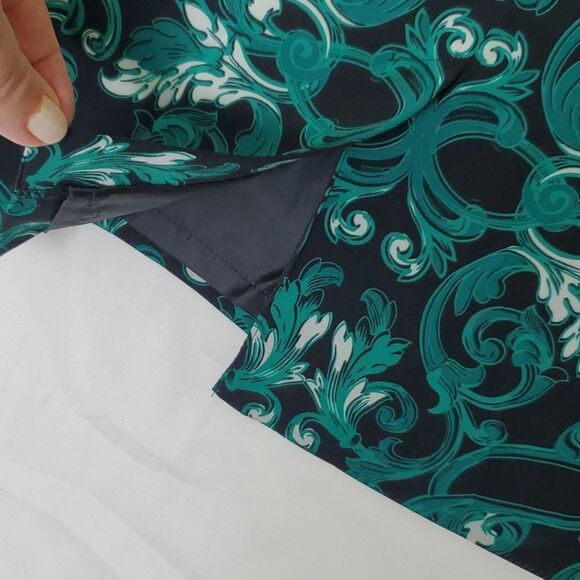 6 INC STRETCH CAREER POCKETS INTERNATIONAL CONCEPTS SKIRT GREEN BLACK MEDIUM - Picture 6 of 10